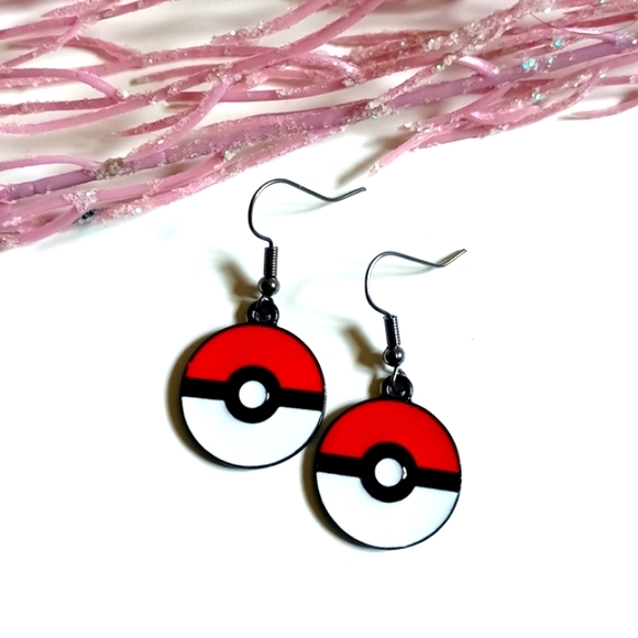 Cute Pokémon Poke' Ball Handmade Earrings - Picture 2 of 4